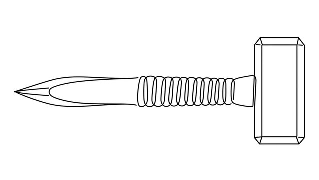 Illustration of a hammer with spring on white background.