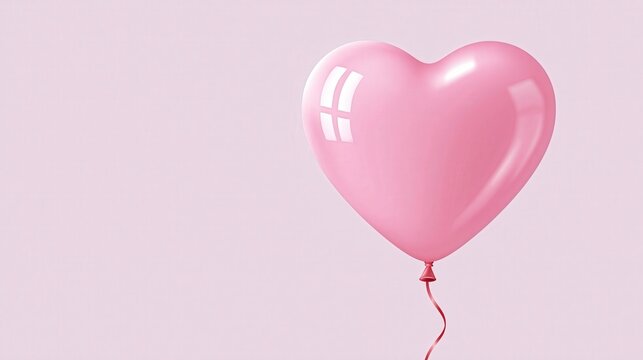 A single pink heartshaped balloon floats gently against a soft pastel background.