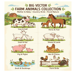 Obraz premium farm animals collection