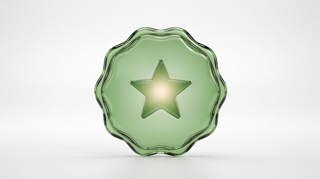 Green starburst shape with scalloped edges on transparent background star