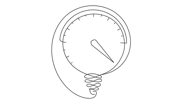 Light bulb with clock face on white background.