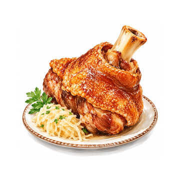 Bavarian Pork Knuckle  Oktoberfest Food Illustration
