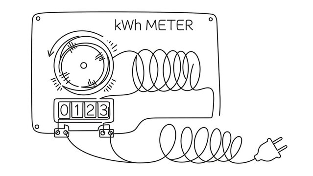 kWh meter illustration on white background.