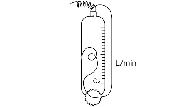 Laboratory burette with valve white background.