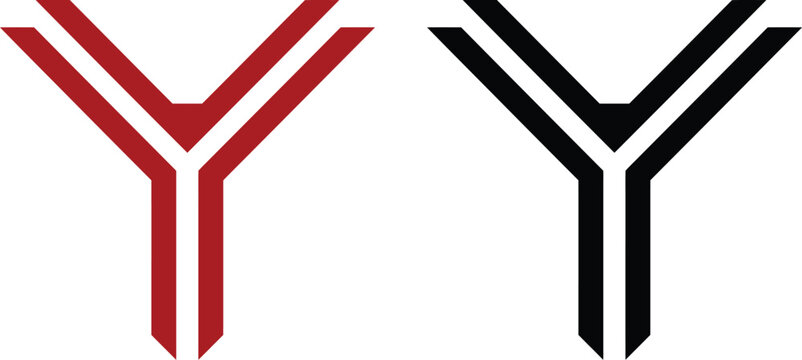 Symbol vector icon shaped like letter y with double lines