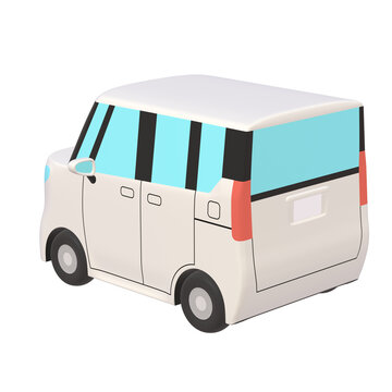 自動車のイラスト素材　デフォルメ　小型ハイトワゴン（1_g）　白