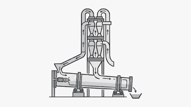 Industrial Fluidized Bed Reactor System Diagram with Airflow and Material Flow