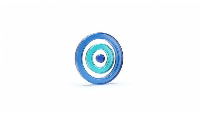 Concentric circular rings with blue and teal hues on transparent background