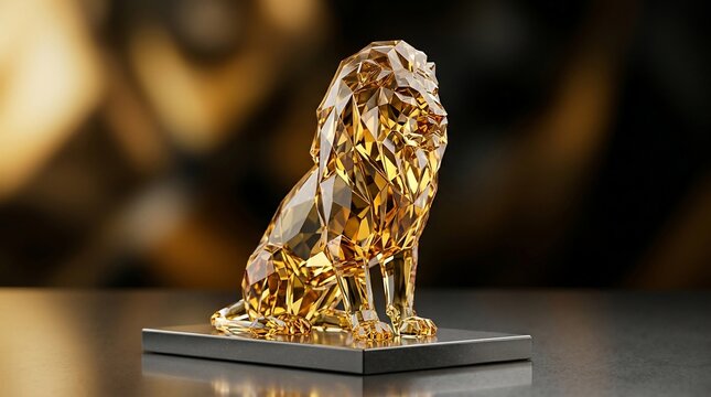 Crystal lion sculpture award symbolizing achievement and prestige