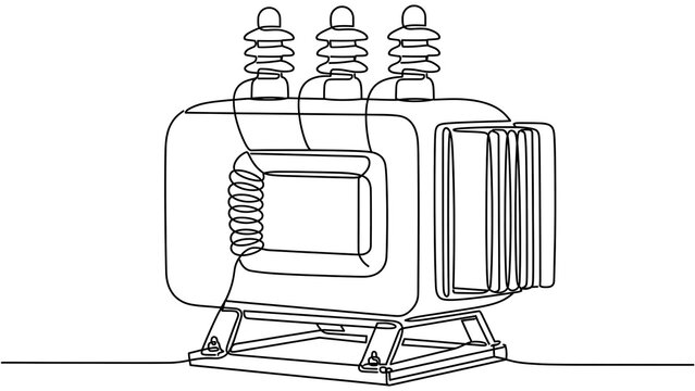 Industrial electrical transformer white background.