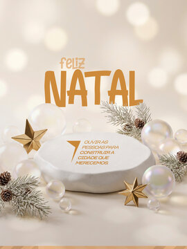 Feliz Natal Podio Banner Post Card Insta Template Banner