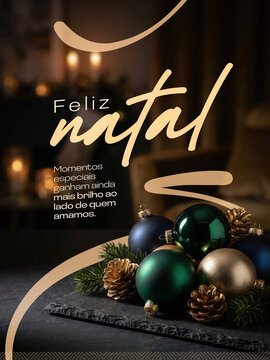 Cart&atilde;o de Feliz Natal Elegante Post Card Insta Template Banner