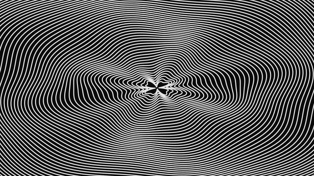 Abstract monochrome pattern featuring swirling concentric circular lines