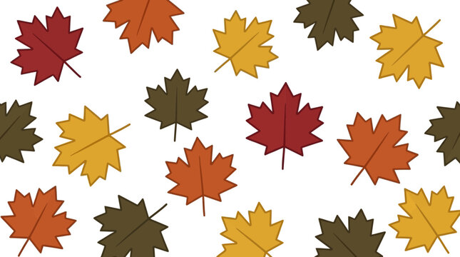 Seamless pattern of autumn maple leaves in various warm colors, perfect for seasonal backgrounds and decor