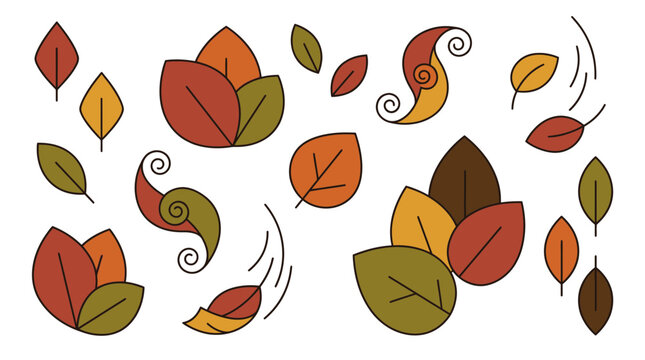 Autumn leaves collection featuring scattered maple seed elements in a warm seasonal color palette