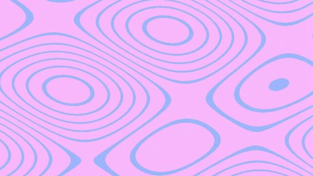 Contour lines in soft blue create a wavy topographic pattern over a light pink background.