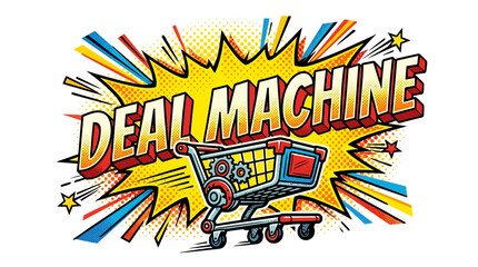 Fototapeta premium Deal Machine Shopping Cart Comic Book Style