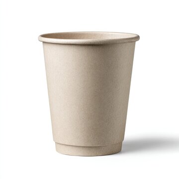Beige disposable paper coffee cup