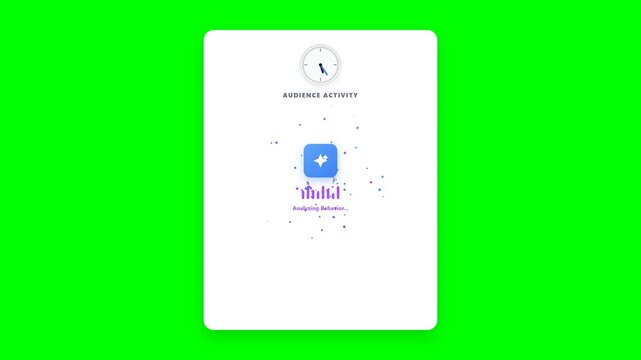 AI best posting time animation on green screen representing social media analytics, audience activity, content scheduling, digital marketing, engagement optimization, and AI-powered strategy.