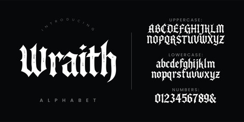 Wraith medieval gothic font style design typography alphabet lettering vector template © Kiki