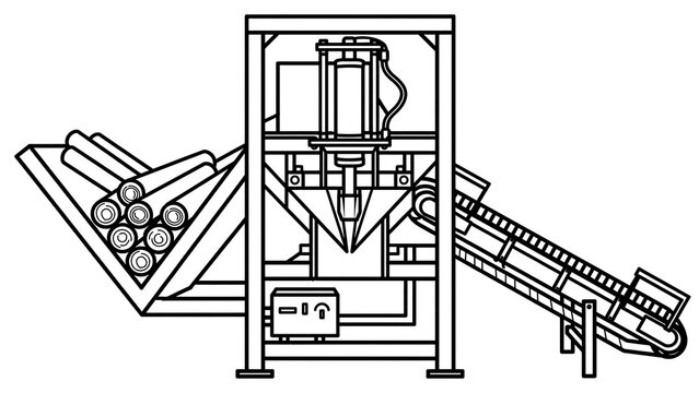 Industrial conveyor system white background.