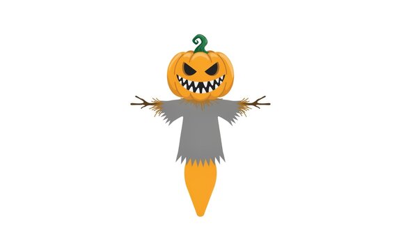 Spooky scarecrow character with a glowing jack o lantern head for a fun festive halloween celebration design