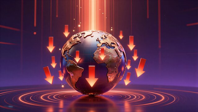Global data flow illustrated with glowing arrows and a futuristic Earth globe.