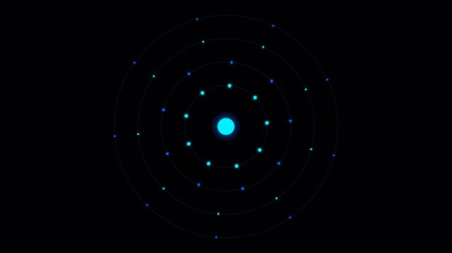 Abstract visualization of glowing blue orbital rings on a black background