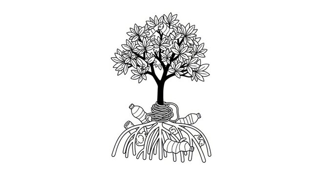 Tree of life with roots and leaves.