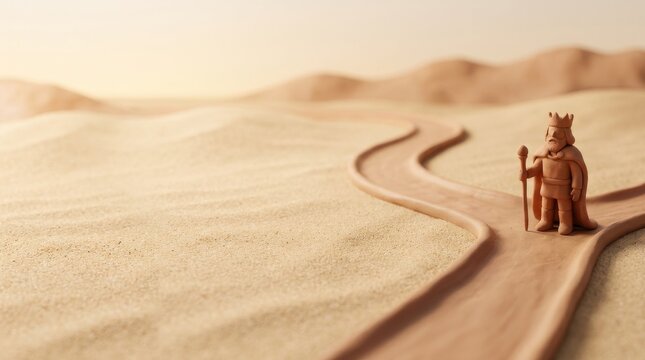 Strategic Decision Making and Competitive Advantage, A lone figure stands on a winding path in a vast, sandy landscape.