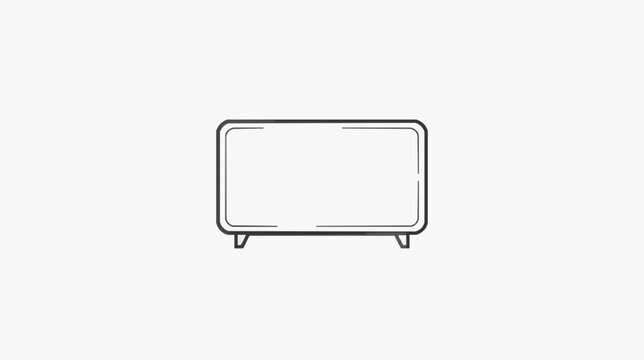 Minimalist Line Drawing of Modern Flat Screen Television on Stand