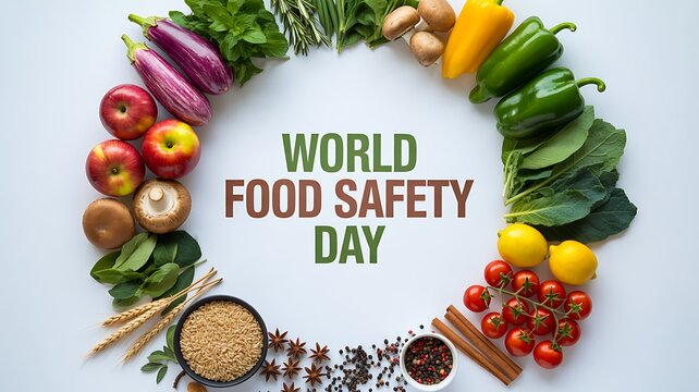 World food day concept with fresh fruits, vegetables and grains promoting healthy sustainable nutrition