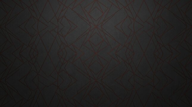 Dark charcoal textured background with a repeating pattern of thin red geometric lines forming intricate diamond and star shapes in a modern architectural style.