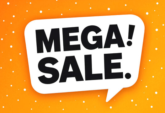 Bright and eyecatching mega sale promotional graphic design with bold text announcement