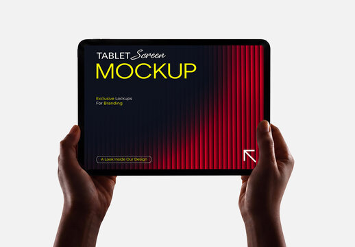 Hand Holding Tablet Screen Mockup