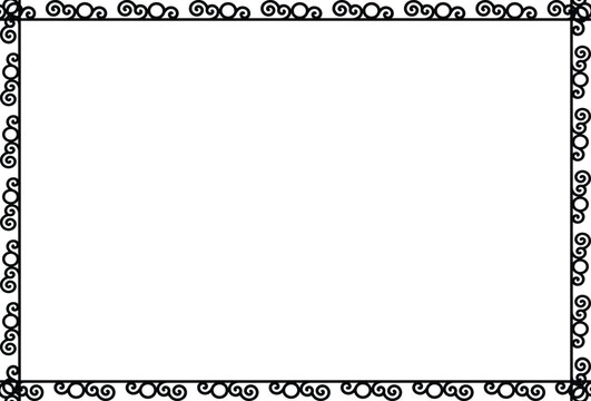 Black and White Elegant Swirl Ornamental Border, Decorative rectangular page frame Vintage Corner with Curved Scroll Design for Certificates and Invitations




