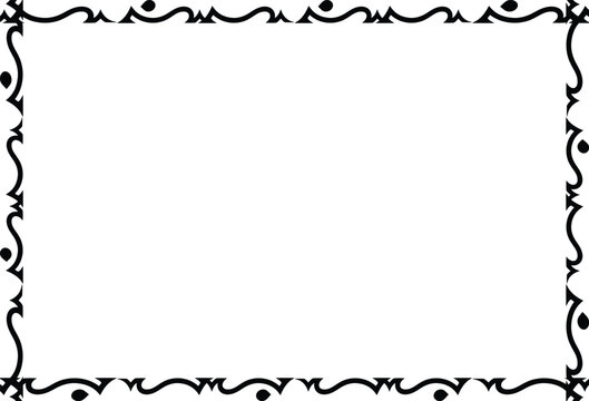 Black and White Elegant Swirl Ornamental Border, Decorative rectangular page frame Vintage Corner with Curved Scroll Design for Certificates and Invitations




