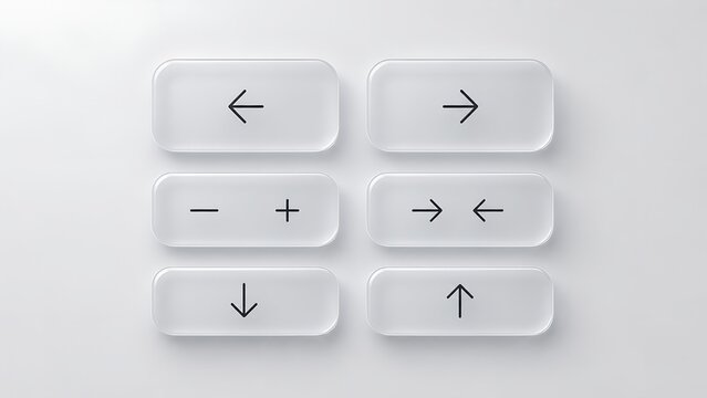 Minimalist Light Glassmorphism Navigation Arrow Icons and Button Cards UI Set