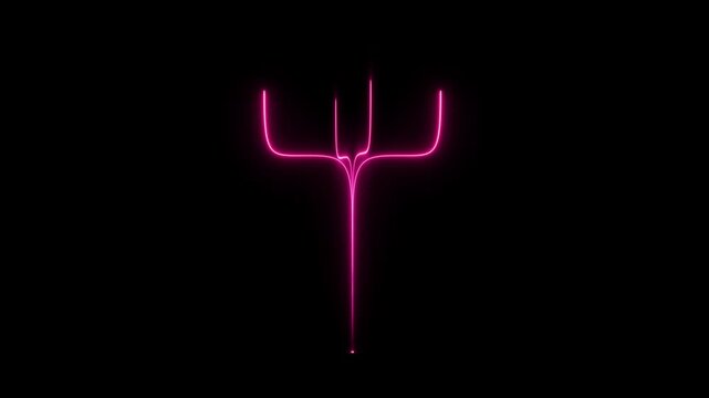 Glowing neon four leaves plant icon isolated on black background.neon shape line animation. flickering neon. HD Video motion graphic animation.