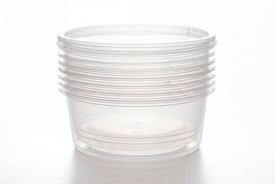 Stack of Transparent Plastic Disposable Food Containers for Catering and Meal Storage