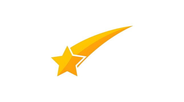 A flat vector icon of a bright yellow shooting star against a plain white background