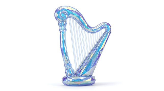 Inflatable crystal harp isolated on white background for luxury event decor and music concept