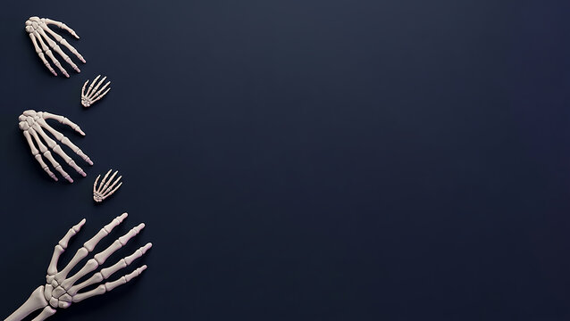 Human skeleton hands in different sizes