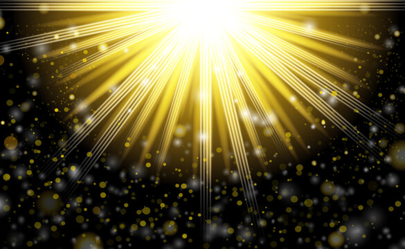 Abstract background featuring a bright golden light effect with glowing particles radiating from the top center area