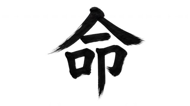 Japanese Kanji "Inochi" (Life) Calligraphy Stroke Order Animation 4K