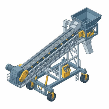 Industrial conveyor belt system for material handling in factory.