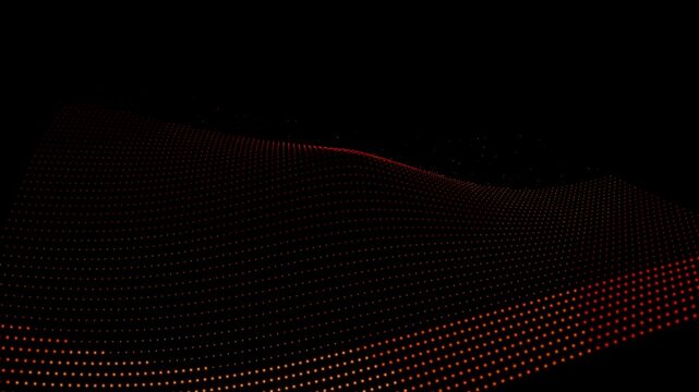 Red Orange Particle Wave Digital Grid Terrain Loop