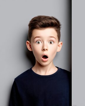 Portrait of a surprised young boy with open mouth