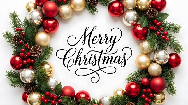 A beautiful and festive christmas wreath adorned with ornaments and lush greenery spreading holiday cheer