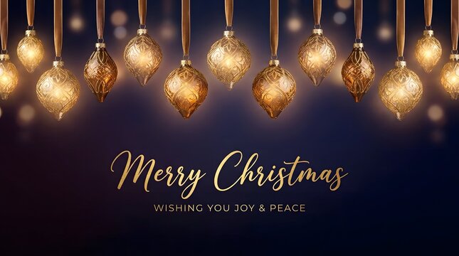 A festive and shimmering christmas background with glowing lights and elegant script lettering